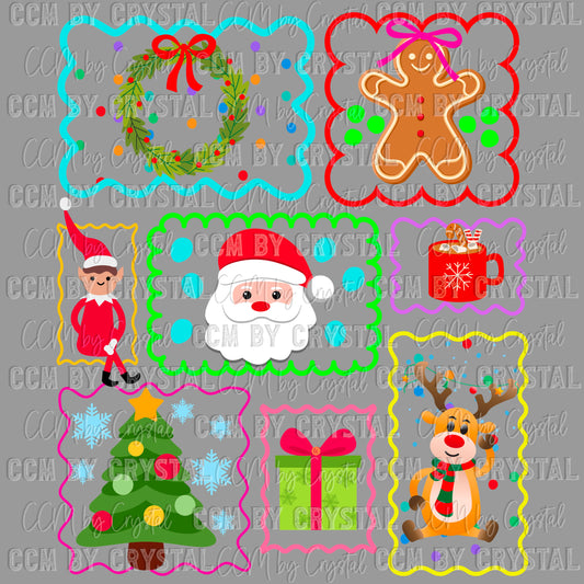Christmas Stamps Santa Ready to Press Transfer DTF Transfer Sublimation Transfer