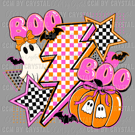 Boo Ghosts Pumpkin Fall Halloween Ready to Press Transfer DTF Transfer Sublimation Transfer