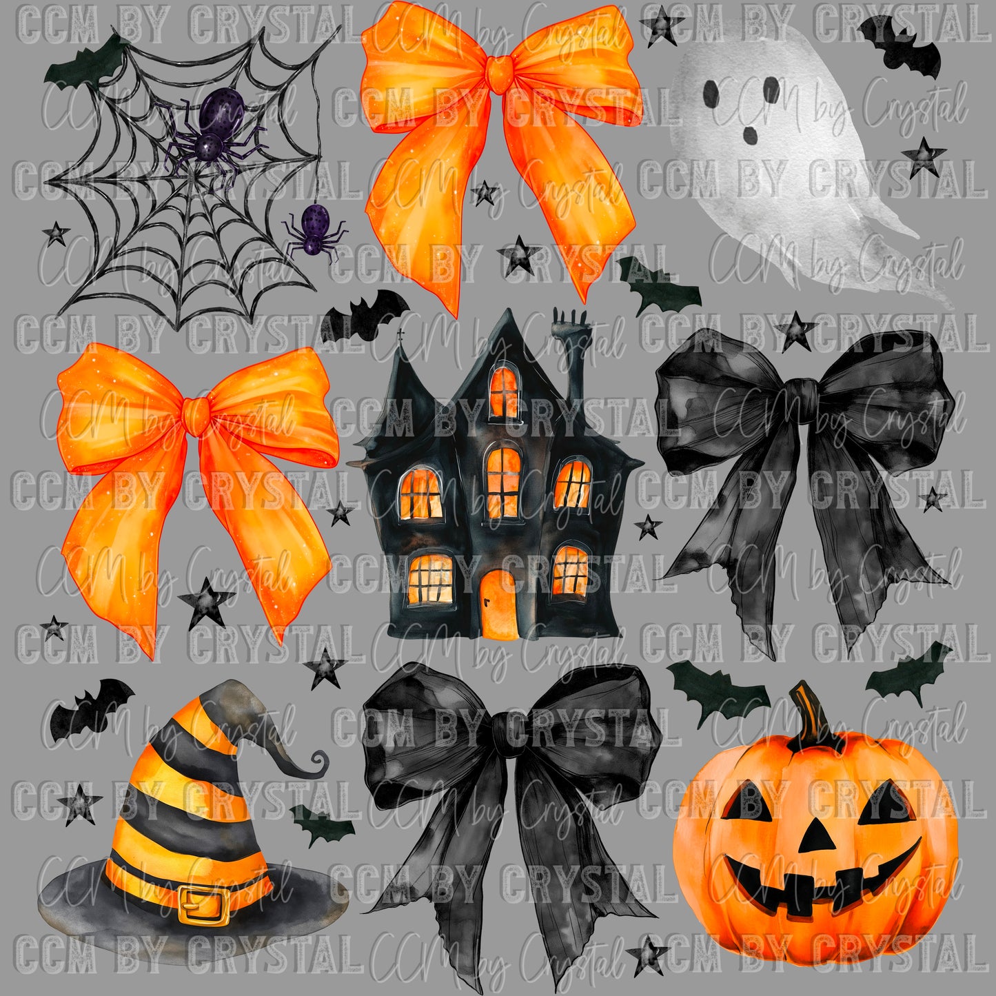 Halloween Coquette Witch Haunted House Ready to Press Transfer DTF Transfer Sublimation Transfer