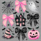 Halloween Coquette Witch Haunted House Ready to Press Transfer DTF Transfer Sublimation Transfer