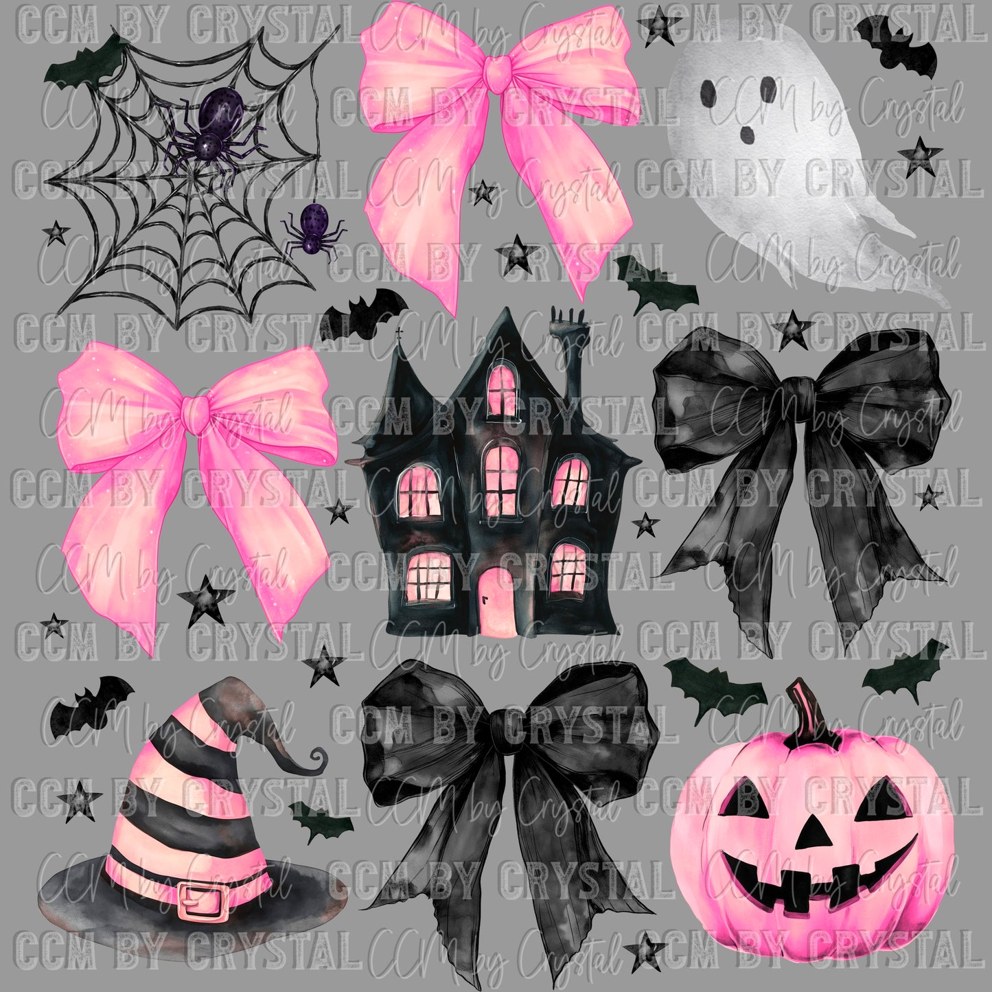 Halloween Coquette Witch Haunted House Ready to Press Transfer DTF Transfer Sublimation Transfer