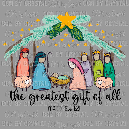 The Greatest Gift of All Jesus Manger Christmas Ready to Press Transfer DTF Transfer Sublimation Transfer