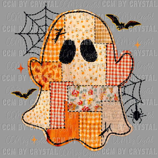 Patchwork Ghost Halloween Fall Ready to Press Transfer DTF Transfer Sublimation Transfer