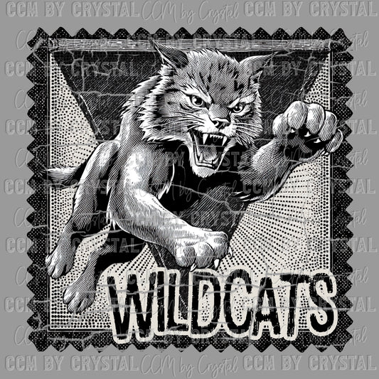Wildcats Stamp Mascot Ready to Press Transfer DTF Transfer Sublimation Transfer