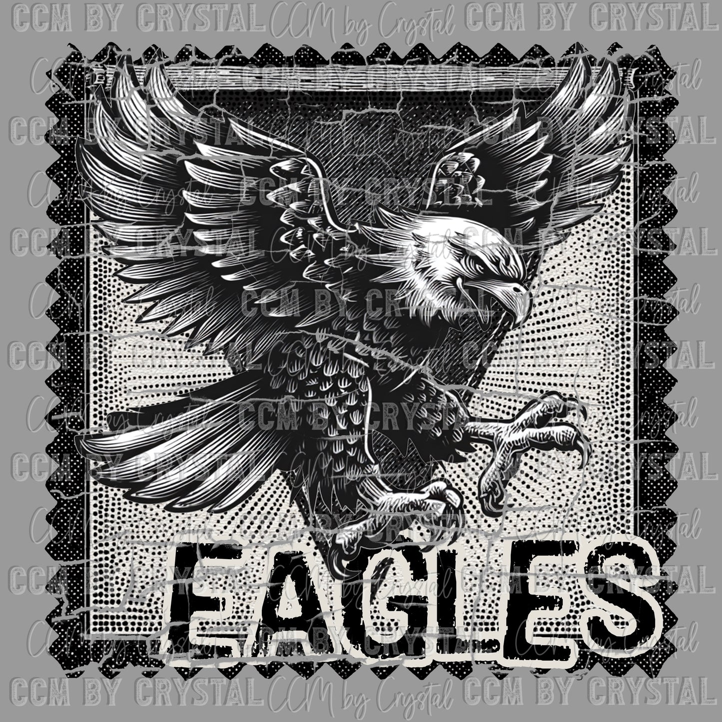 Eagles Stamp Mascot Ready to Press Transfer DTF Transfer Sublimation Transfer