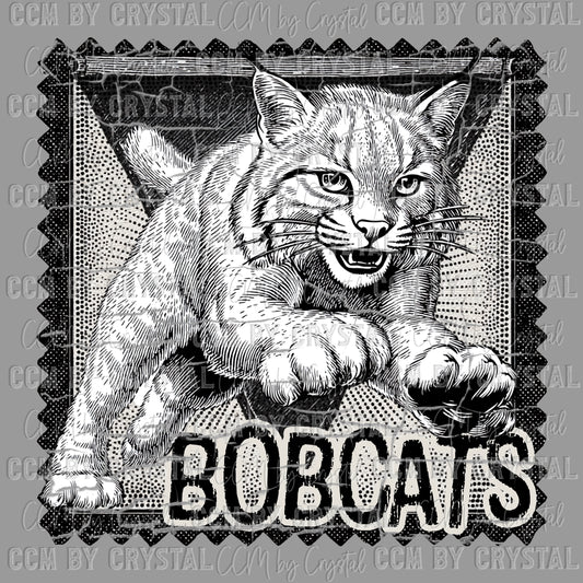 Bobcats Stamp Mascot Ready to Press Transfer DTF Transfer Sublimation Transfer