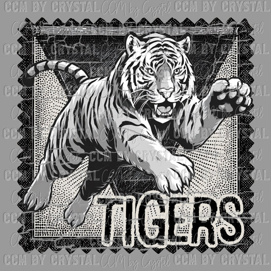 Tigers Stamp Mascot Ready to Press Transfer DTF Transfer Sublimation Transfer