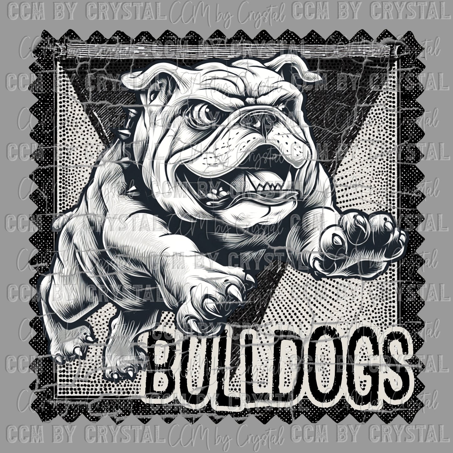 Bulldogs Stamp Mascot Ready to Press Transfer DTF Transfer Sublimation Transfer