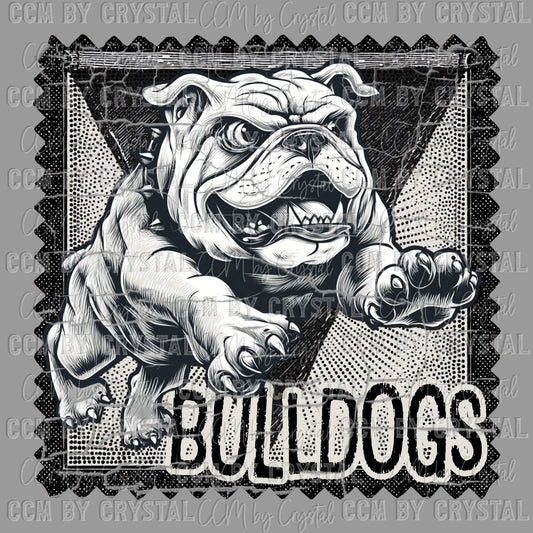Bulldogs Stamp Mascot Ready to Press Transfer DTF Transfer Sublimation Transfer