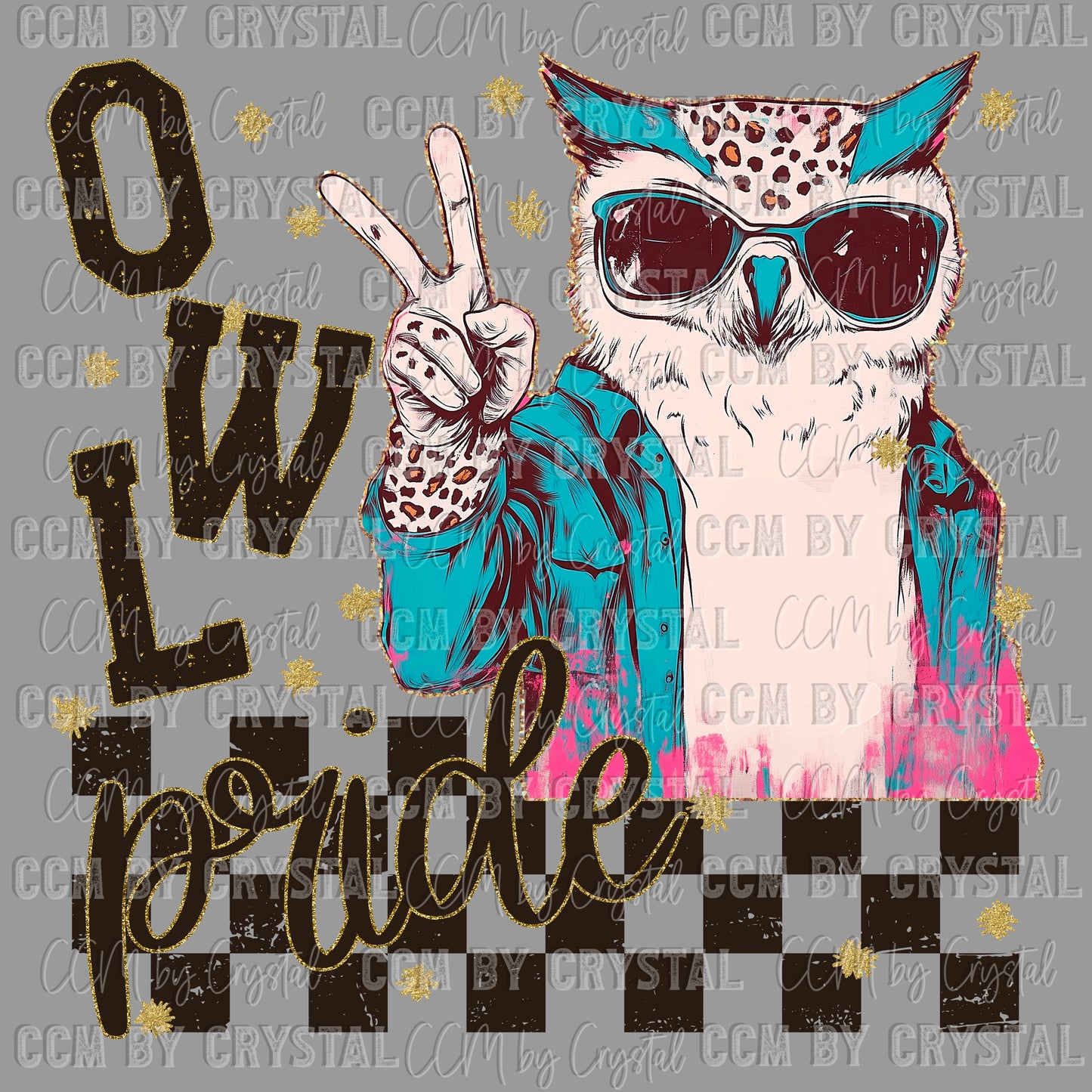 Owl Pride Peace Sign Colorful Mascot Ready to Press Transfer DTF Transfer Sublimation Transfer