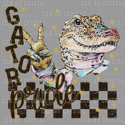Gator Pride Peace Sign Colorful Mascot Ready to Press Transfer DTF Transfer Sublimation Transfer