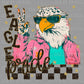 Eagle Pride Peace Sign Colorful Mascot Ready to Press Transfer DTF Transfer Sublimation Transfer