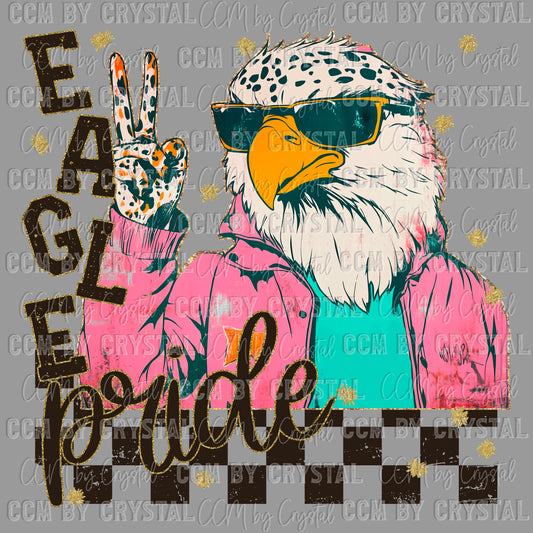 Eagle Pride Peace Sign Colorful Mascot Ready to Press Transfer DTF Transfer Sublimation Transfer