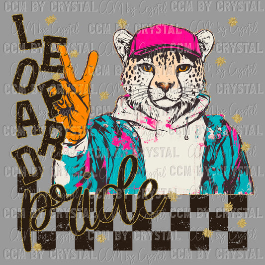 Leopard Pride Peace Sign Colorful Mascot Ready to Press Transfer DTF Transfer Sublimation Transfer