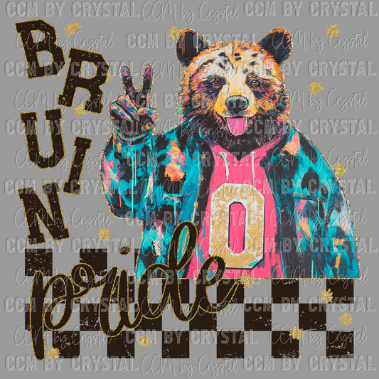 Bruin Pride Peace Sign Colorful Mascot Ready to Press Transfer DTF Transfer Sublimation Transfer