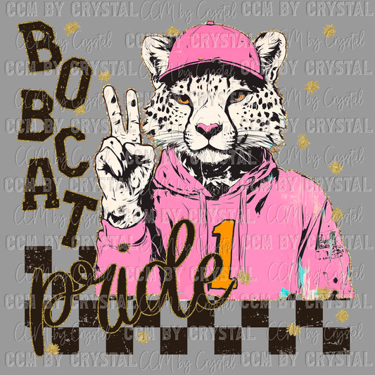 Bobcat Pride Peace Sign Colorful Mascot Ready to Press Transfer DTF Transfer Sublimation Transfer