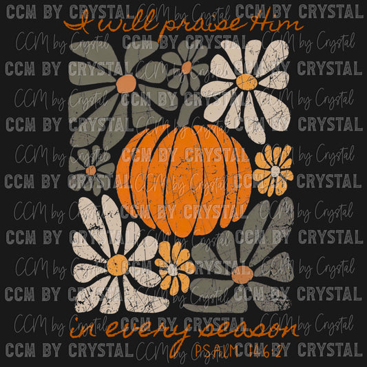 Floral Pumpkins Fall Ready to Press Transfer DTF Transfer Sublimation Transfer