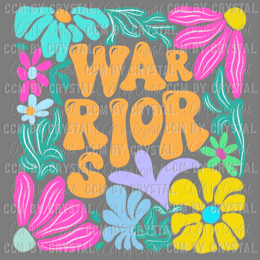 Warriors colorful Floral Sports Mascot Ready to Press Transfer DTF Transfer Sublimation Transfer
