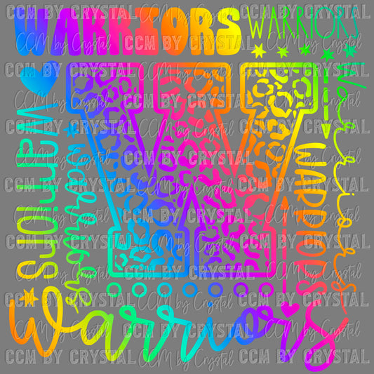 Warriors colorful Sports Mascot Ready to Press Transfer DTF Transfer Sublimation Transfer