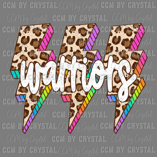 Warriors colorful leopard Sports Mascot Ready to Press Transfer DTF Transfer Sublimation Transfer