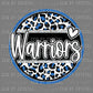 Warriors Faux Glitter Blue Sports Mascot Ready to Press Transfer DTF Transfer Sublimation Transfer