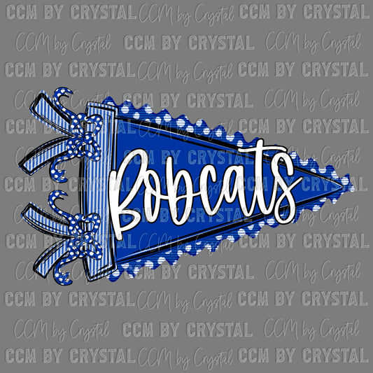 Bobcats Pennant Blue Sports Mascot Ready to Press Transfer DTF Transfer Sublimation Transfer