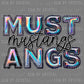 Mustangs Iridescent Pennant Mascot Ready to Press Transfer DTF Transfer Sublimation Transfer