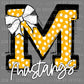 M Mustangs Gold Mascot Ready to Press Transfer DTF Transfer Sublimation Transfer