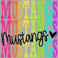 Colorful Mustangs Mascot Ready to Press Transfer DTF Transfer Sublimation Transfer