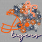 Personalized Color/Mascot Change Floral Helmet Green Mascot Ready to Press Transfer DTF Transfer Sublimation Transfer