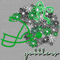 Gobblers Floral Helmet Green Mascot Ready to Press Transfer DTF Transfer Sublimation Transfer