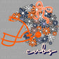 Cubs Floral Helmet Navy Orange Mascot Ready to Press Transfer DTF Transfer Sublimation Transfer