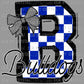 B Bulldogs Bow Blue Checkered Mascot Ready to Press Transfer DTF Transfer Sublimation Transfer