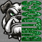 Bulldogs Green Mascot Faux Sequins Faux Embroidery Ready to Press Transfer DTF Transfer Sublimation Transfer