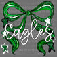 Eagles Green Bow Mascot Ready to Press Transfer DTF Transfer Sublimation Transfer