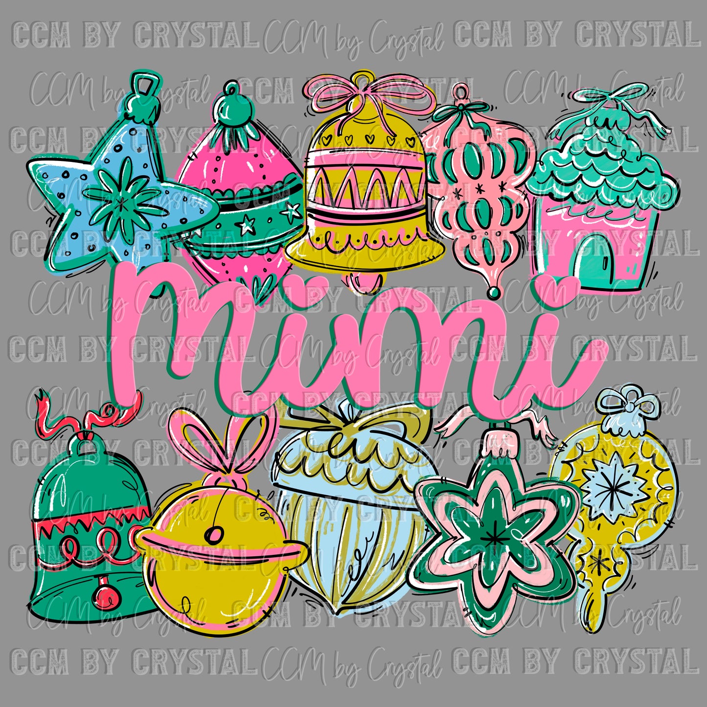 Christmas Ornament Mimi Ready to Press Transfer DTF Transfer Sublimation Transfer
