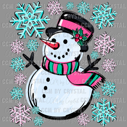 Snowman Christmas Ready to Press Transfer DTF Transfer Sublimation Transfer