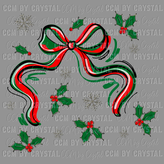 Christmas Bow Ready to Press Transfer DTF Transfer Sublimation Transfer