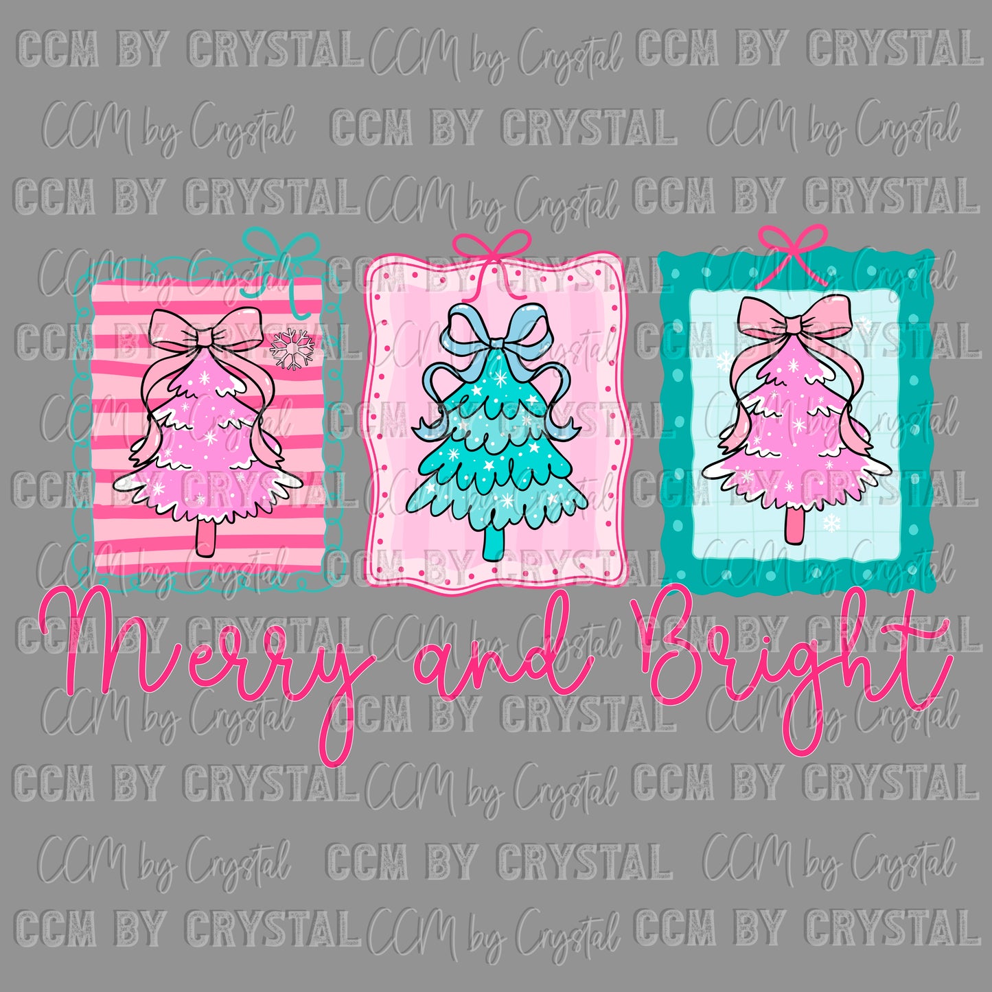 Merry and Bright Christmas Ready to Press Transfer DTF Transfer Sublimation Transfer