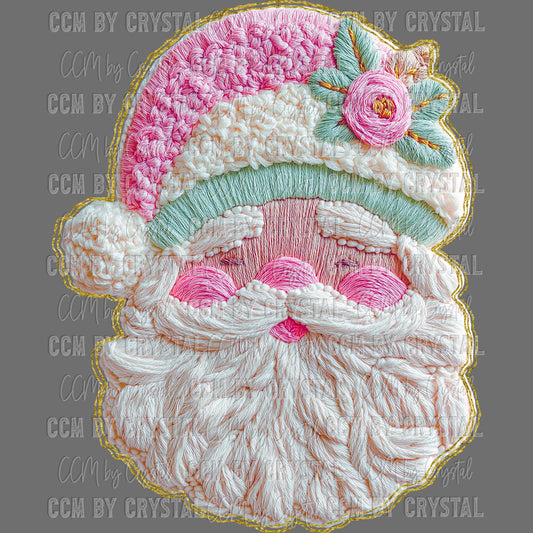 Faux French Knot Santa Christmas Ready to Press Transfer DTF Transfer Sublimation Transfer