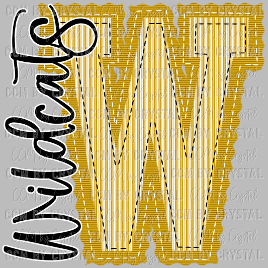 W Wildcats Gold Seersucker Ready to Press Transfer DTF Transfer Sublimation Transfer