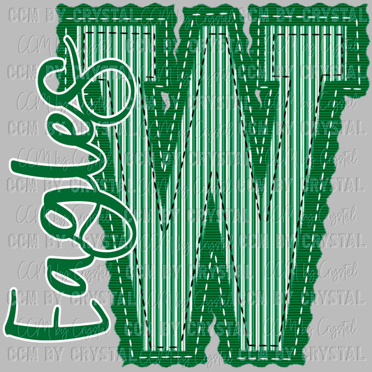W Eagles Green Seersucker Ready to Press Transfer DTF Transfer Sublimation Transfer
