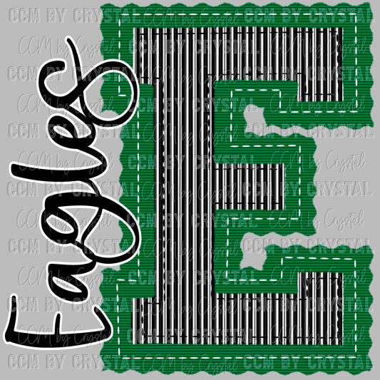 E Eagles Green Seersucker Ready to Press Transfer DTF Transfer Sublimation Transfer