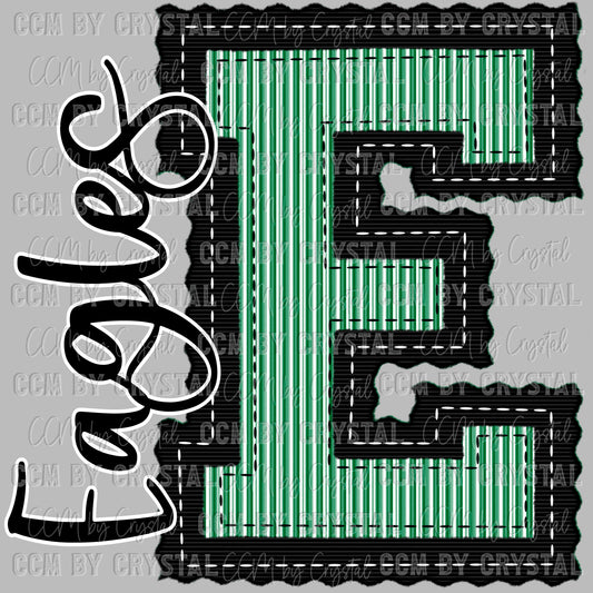 E Eagles Green Seersucker Ready to Press Transfer DTF Transfer Sublimation Transfer