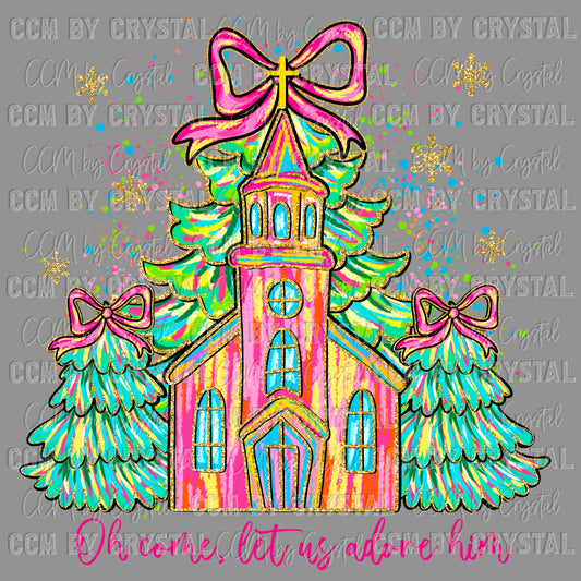 Oh Come Let Us Adore Him Christmas Ready to Press Transfer DTF Transfer Sublimation Transfer