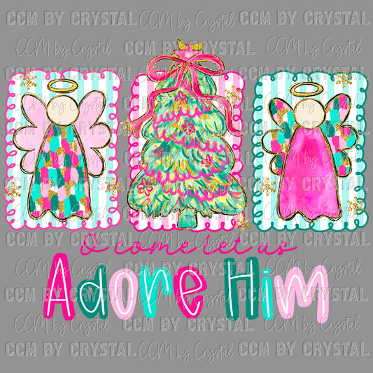 Oh Come Let Us Adore Him Jesus Christmas Ready to Press Transfer DTF Transfer Sublimation Transfer