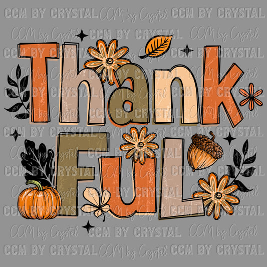 Thankful Fall Thanksgiving Ready to Press Transfer DTF Transfer Sublimation Transfer