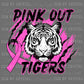 Tigers Pink Out Mascot Sports Ready to Press Transfer DTF Transfer Sublimation Transfer