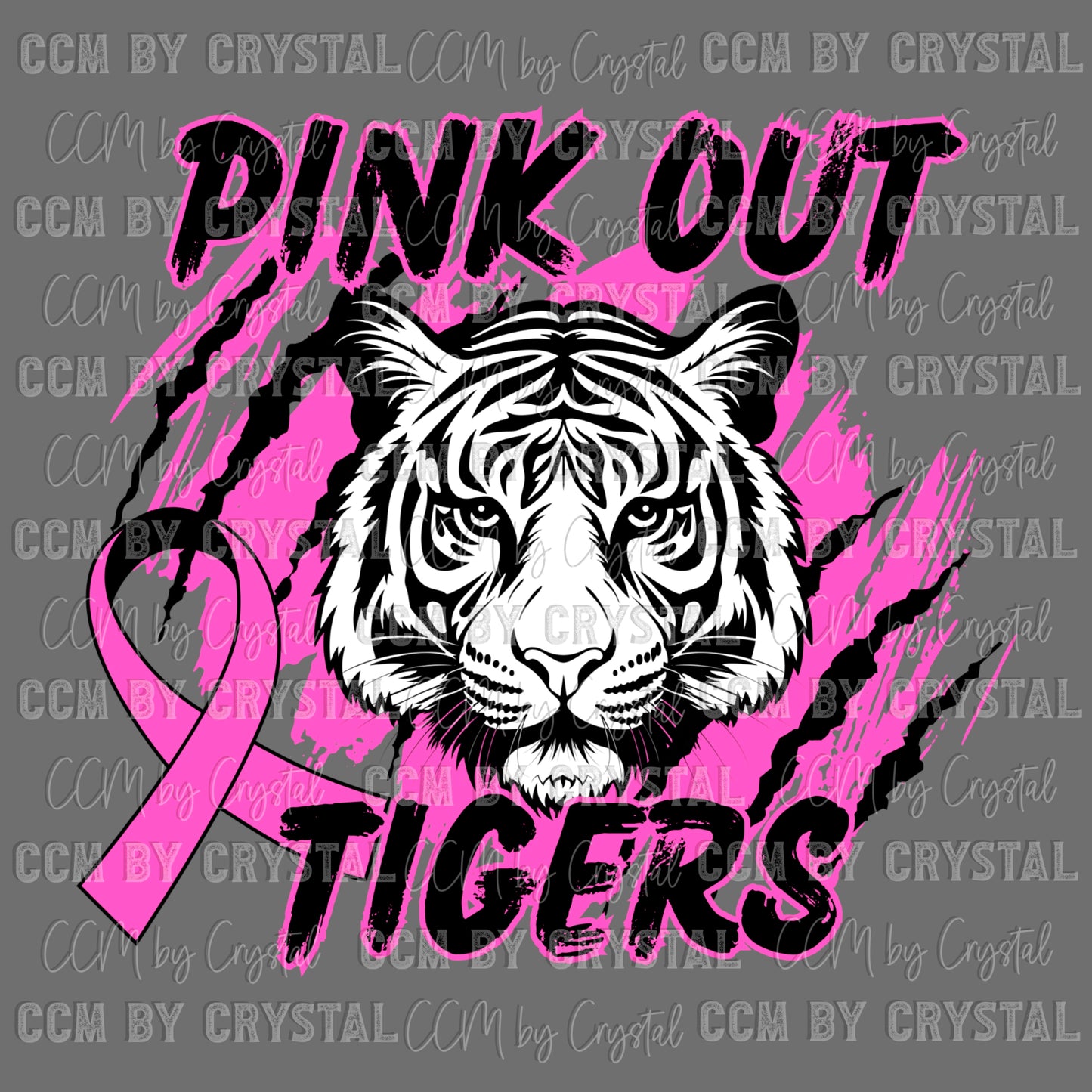 Tigers Pink Out Mascot Sports Ready to Press Transfer DTF Transfer Sublimation Transfer