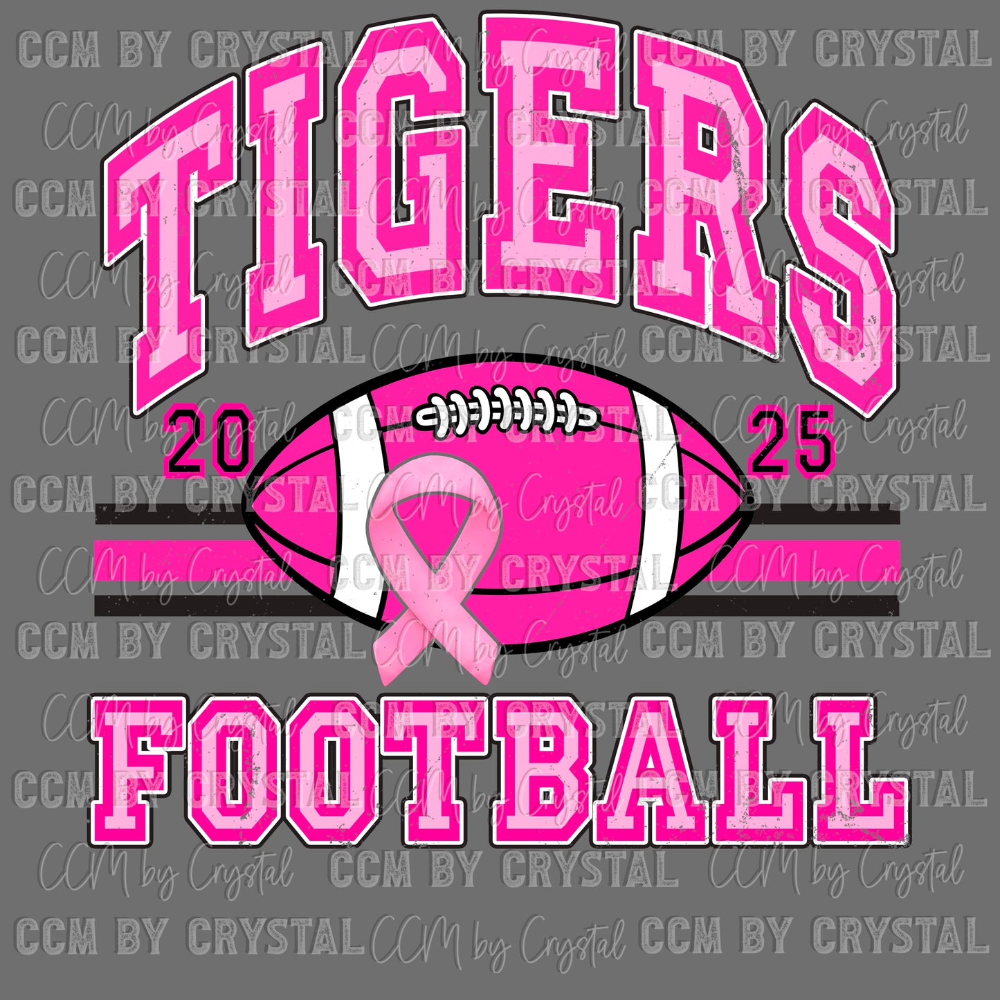 Tigers Pink Out Football Mascot Sports Ready to Press Transfer DTF Transfer Sublimation Transfer